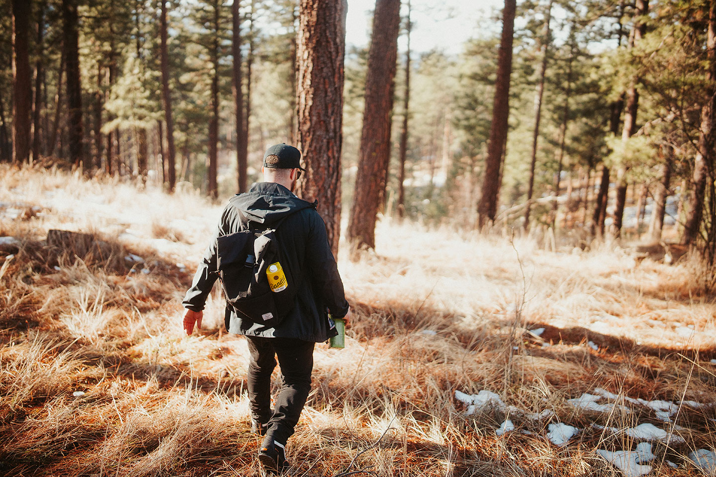 Sustainability Page Hero Image - Woods, backpack, hiking